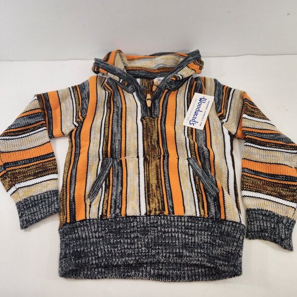 Vintage Hooded Sweater Striped Woodward's Kids Size 6X NWT NEW - Picture 1 of 12